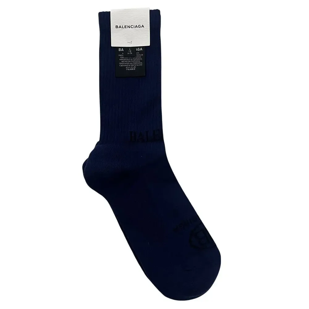 15-78(2) BALENCIAGA Men's Crew Socks Navy Large